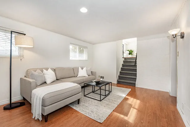 Rec room with stairs