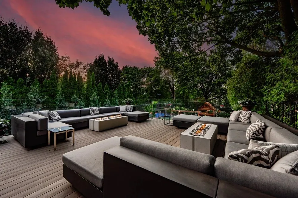 Twilight rooftop lounge